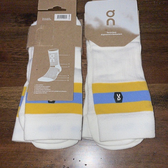 Mens ON Cloud Running Tennis Sock White - Mustard - Picture 7 of 9